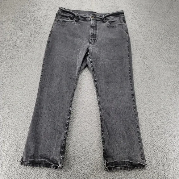 LL Bean Jeans Womens 18 Petite Black Dark Wash‎ Casual Denim Outdoors XK89 Logo