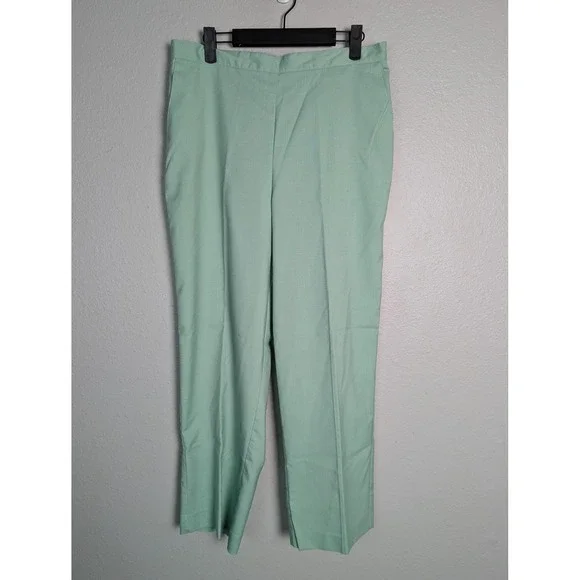 Alfred Dunner Dress Pants Womens‎ 14 Green Pull On Straight Leg Elastic Waist
