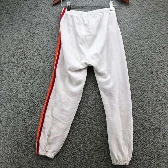 Aviator Nation Sweatpants Womens S White Rainbow‎ Stripe Jogger Made in USA