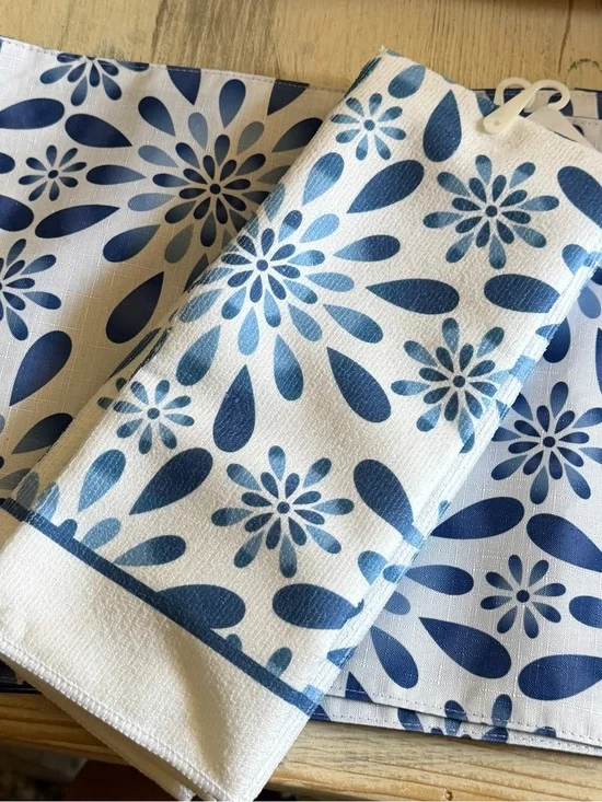Blue Floral Kitchen Towel Set - Home Dining