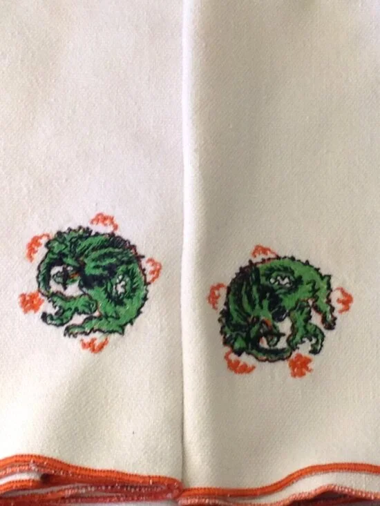 VTG 90's Foo Dogs Napkins (6) Asian Inspired Cotton/Linen Decorative Avant Garde