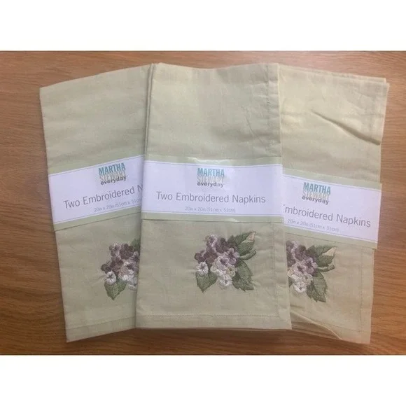 Martha Stewart Everyday Napkins 3 - 2pks 20x20 Sage New Floral Hydrangea Cotton