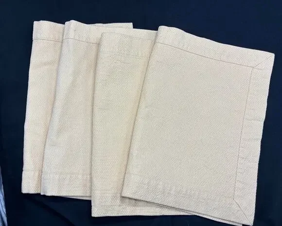 Pier 1 Imports Set of 4 Tan Woven Cotton Placemats Textured Farmhouse Linens