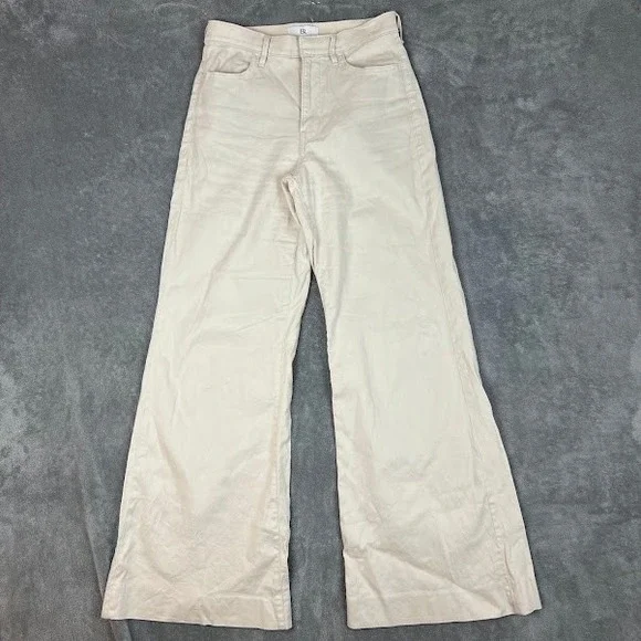 Banana Republic Wide Leg Linen Blend Pants Womens 25 Cream Corpcore Career