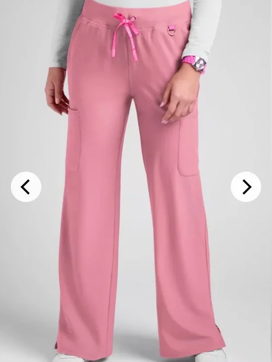 Med Couture Wide-Leg Scrub Pants with Drawstring