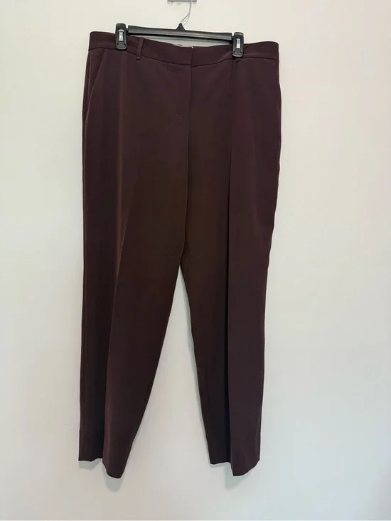 MM.LaFleur  Dress Pants Womens 14 Quiet Luxury Workwear Trousers  Brown/Burgundy