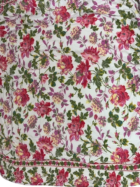 April Cornell 100% cotton French Provencal pink red peonies tablecloth  52