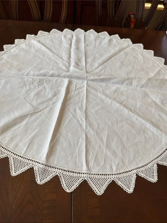 Off white cream color lace round 35” in diameter table decor tablecloth