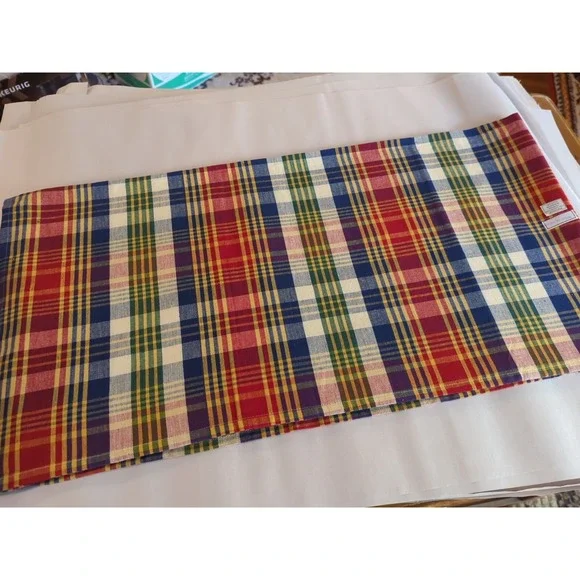 100%‎ Cotton Plaid Handloom TABLECLOTH By Primitive Artisans Inc 60x60