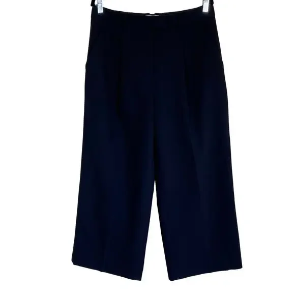 Abercrombie & Fitch Sz 31/12 Short Black Pleated Wide Leg Trouser Pants Classic