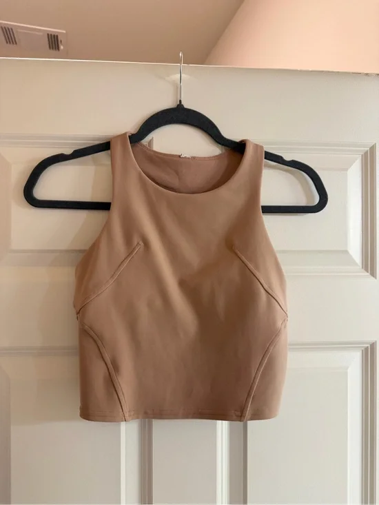 Lululemon High-Neck Crop Tank in Taupe