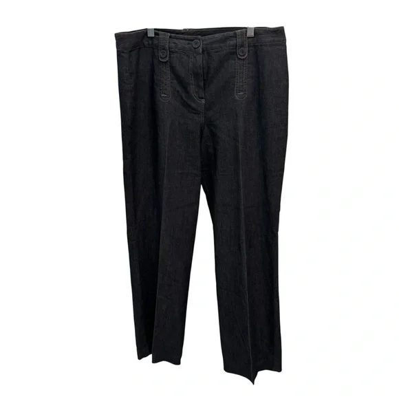 Larry Levine Black Jeans Stretch Size 10 Wide Leg Trousers