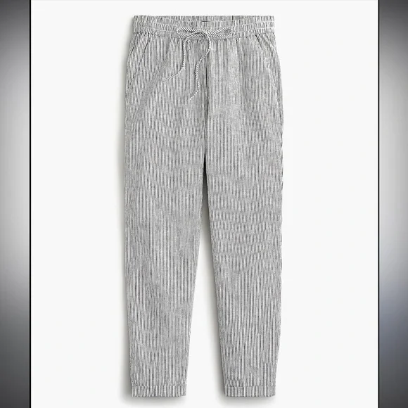J Crew Linen/Cotton Drawstring Stripe Pants