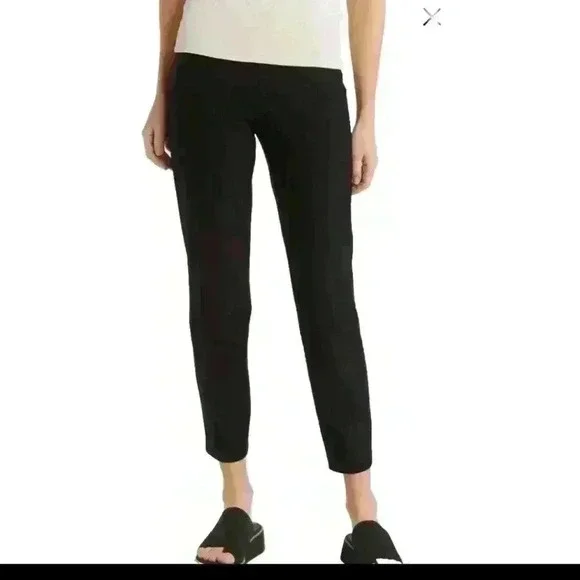 Eileen Fisher Womens Black Stretch Crepe Slim Ankle Pants PM