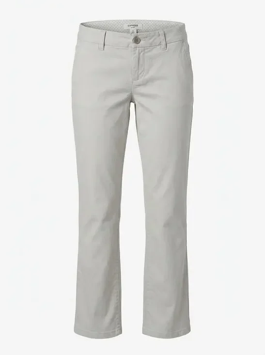 Express Chino Gray Stretch Straight Leg Pants Women Size 2 Long