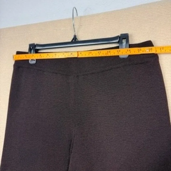 Eileen Fisher Knit Straight Leg Pants Brown Elastic Waist Luxury Workwear