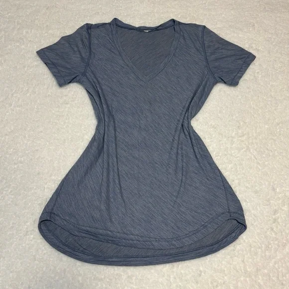 Lululemon Women Heathered Blue What The Sport Short Sleeve Tee