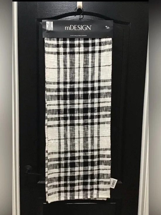 New mDesign Table Runner Black and White 100% Cotton 16