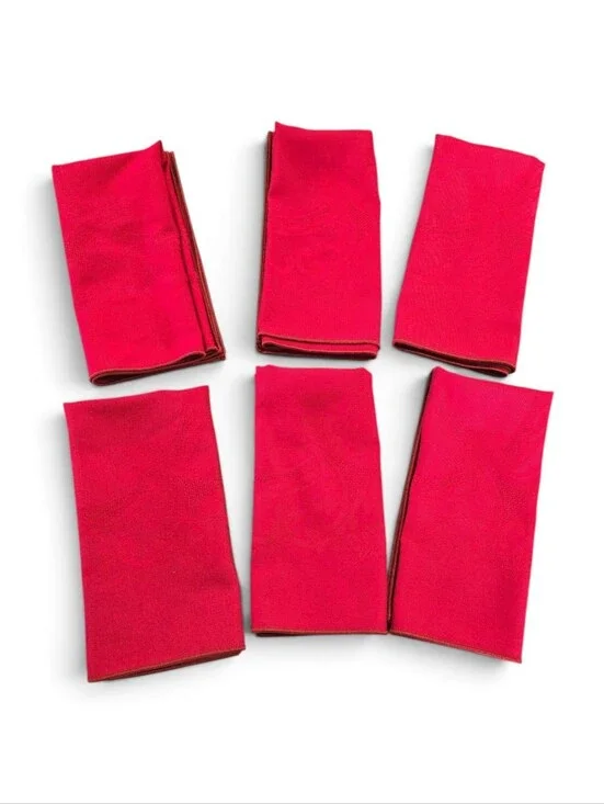 Cranberry/Burgundy Demask Cloth Napkins - Set of 6