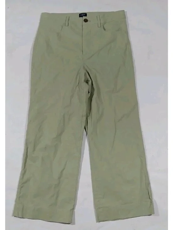 J. Crew Ella Wide Leg Linen Blend Cropped Pants