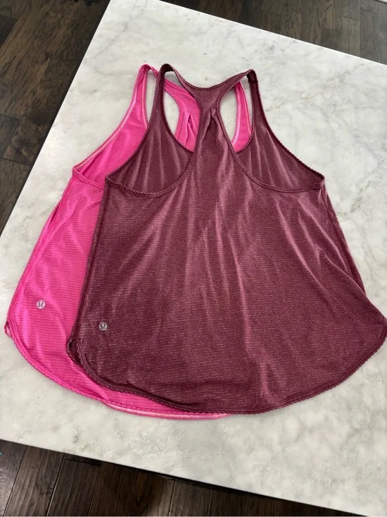 Lululemon Scalloped Racerback Tank Hot Pink & Burgundy 2 Pack Size 10