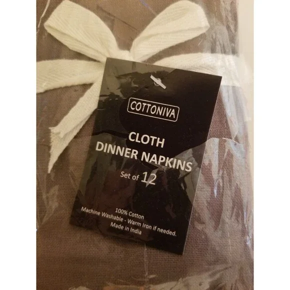 Cottonvia Fabric Dinner Napkins Set of 12 Dark Gray 100% Cotton Party Event NEW