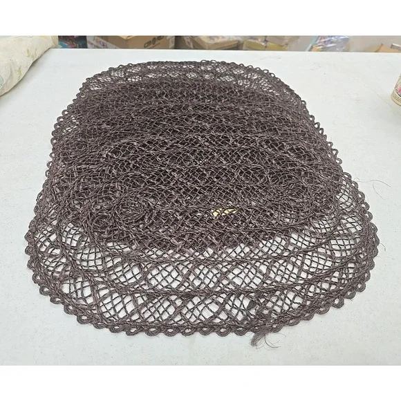 Set of Vintage Town & Country Brown Oval Farmhouse‎ Cottagecore Woven Placemats