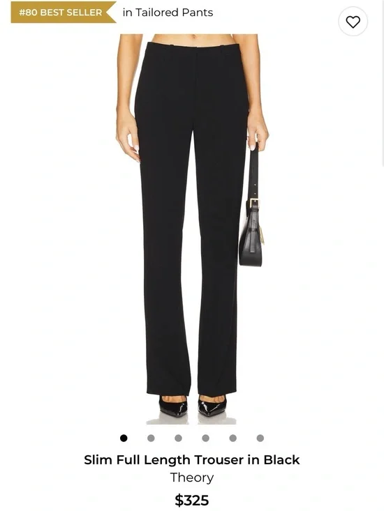 Theory Black Slim Full-Length Trousers pant women’s 0 REVOLVE