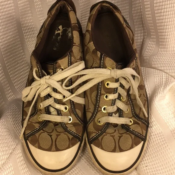 Coach iconic monogrammed canvas/leather laceup