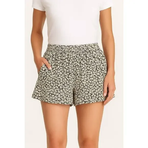Philosophy Republic Clothing Black White Floral Print Flow Shorts XS