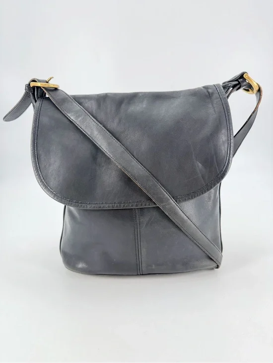 Vintage 90s Coach Whitney Flap Satchel Bag Dark Blue FLAWS