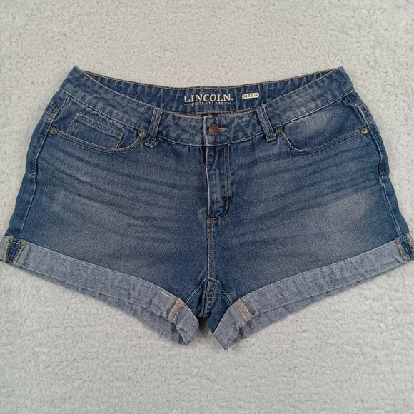 Lincoln Outfitters Shorts Denim Women 14 Blue Cuffed Mid Rise RN57116