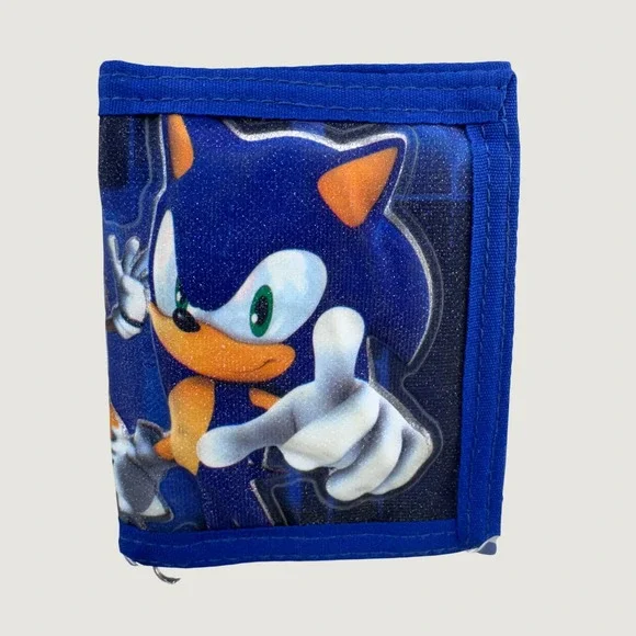 Sega Sonic The Hedgehog Trifold Wallet OS Blue Gamer Retro Kidcore Accessory