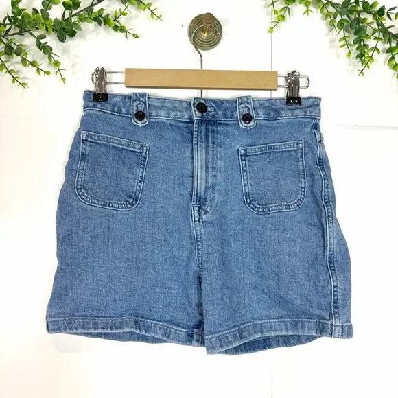 J. Crew Shorts Women 4 Blue Denim Sky Fall Wash High Rise Front Pocket small