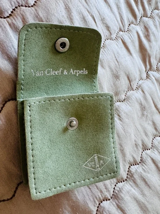 Authentic Van Cleef & Arpels Kids Green Suede Accessory Pouch