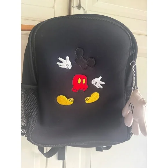 Walt Disney World Mickey Mouse Deconstructed Backpack Black Nylon Plush Keychain