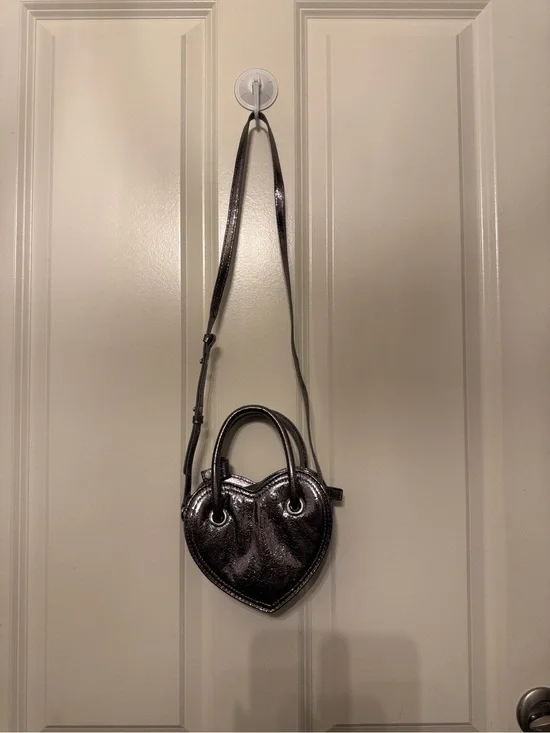 Zara Metallic Heart Mini Bag in Shimmery Dark Purple