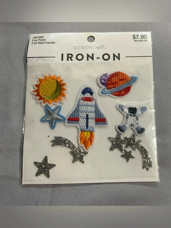 Design Loft Space Iron On Patches 10 Pc Rocket Astronaut Planet Stars