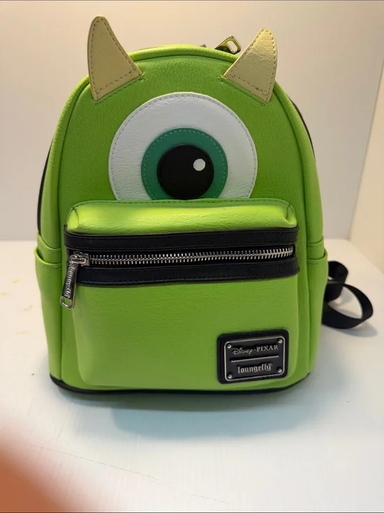 Loungefly Green Mike Wazowski Mini Backpack with Cream Horns