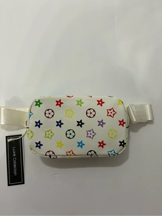 Kids White Multicolor Star Print Belt Bag