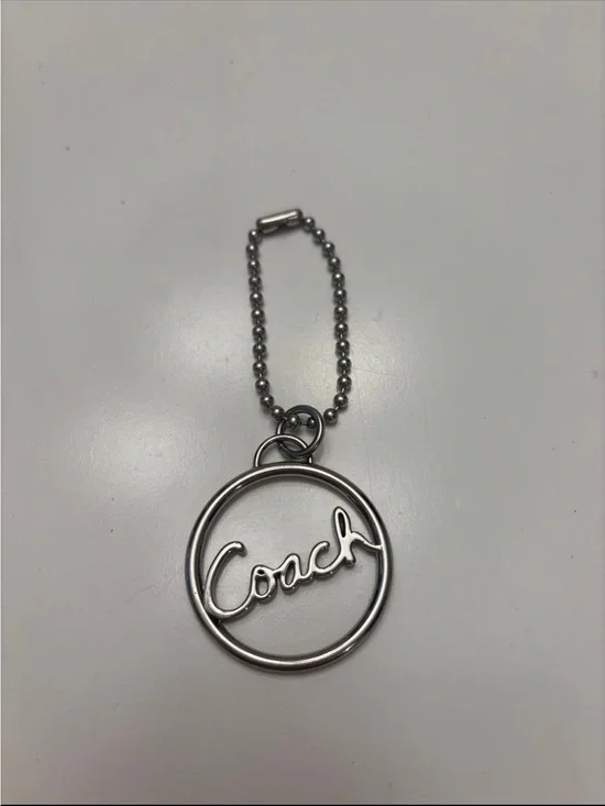 Coach Silver Script Circle Keychain