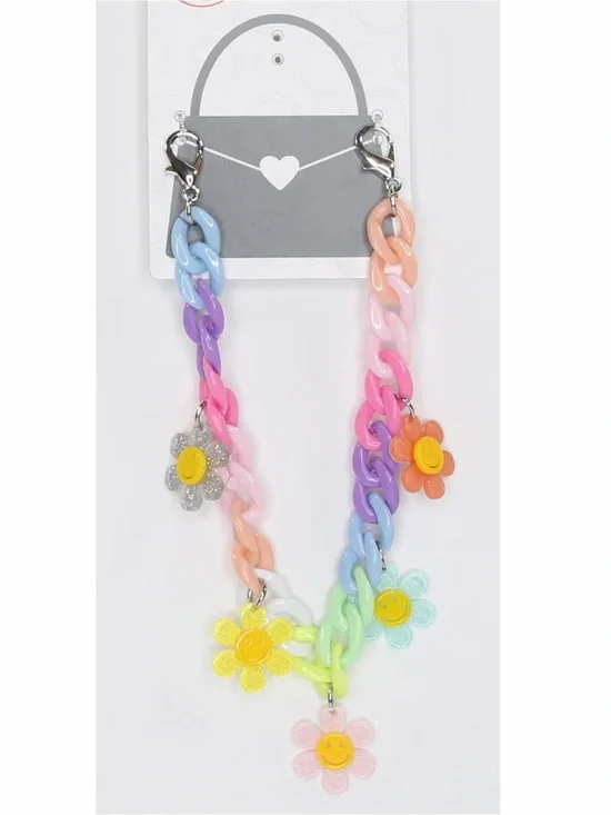 Kids Pastel Rainbow Flower Charms Bag Chain