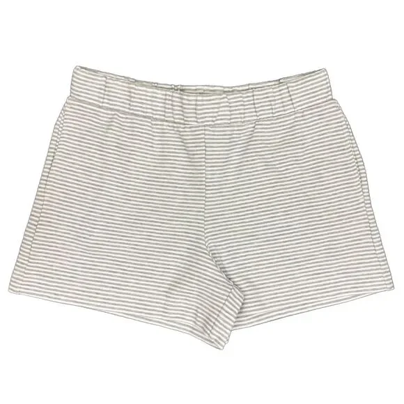 J.CREW Striped Terry Shorts M Light Gray White Knit Pockets Casual NWT B82