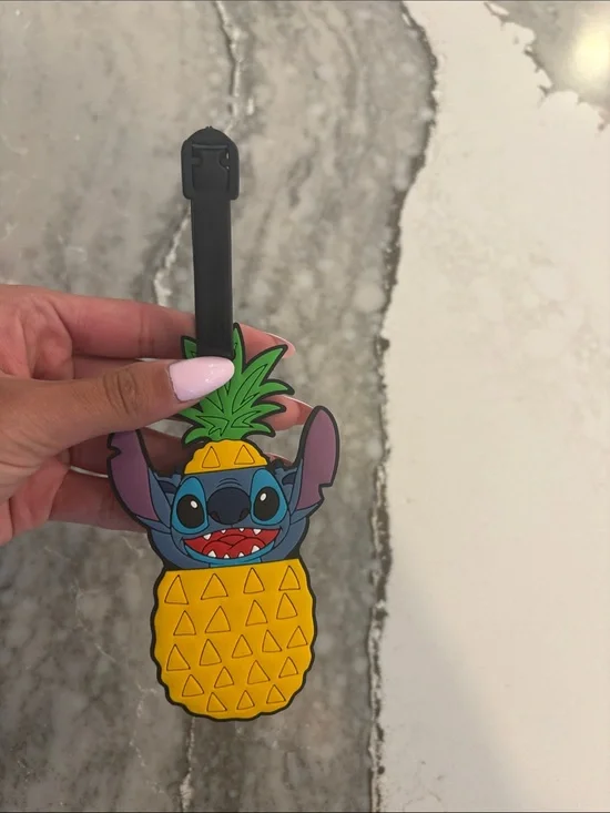 Disney Stitch Pineapple Silicone Luggage Tag - Yellow, Green & Blue