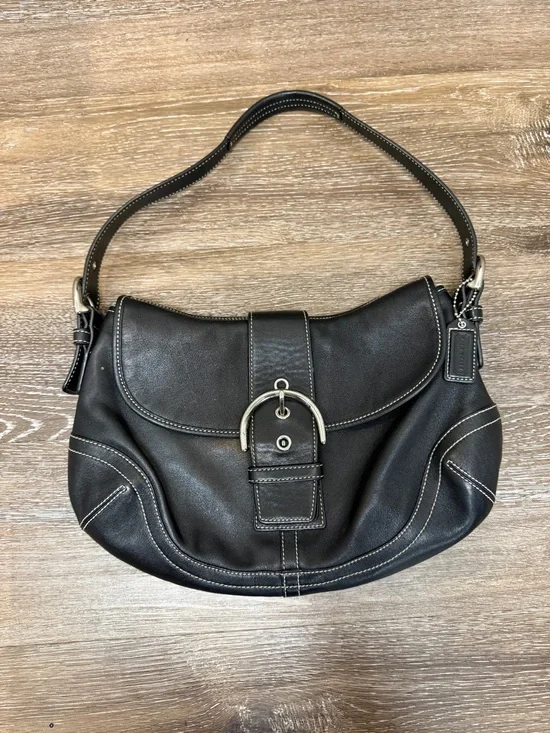 Vintage Coach SoHo Black Leather Flap Shoulder Bag
