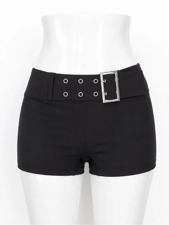 High-Waist Black Belted Bike Shorts for Women