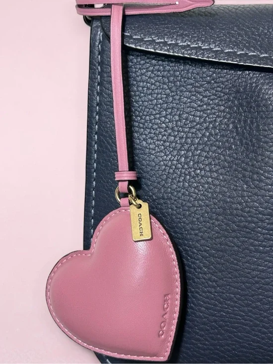 COACH Glovetanned Leather Puffy Heart Bag Charm in Peony