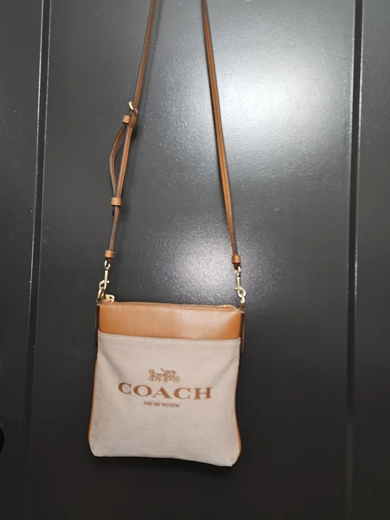 COACH Tan Canvas & Leather Crossbody Bag