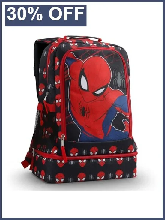 Kids Character Backpack with Lunch Box, Spacious School Bag, Adjustable Straps,