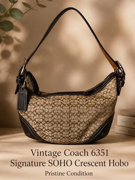 Vintage Coach 6351 Signature SOHO Crescent Hobo Pristine - Like New! Y2K
